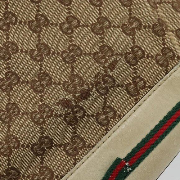 GUCCI GG Canvas Web Sherry Line Pretty Bag Beige Gold - Picture 10 of 15